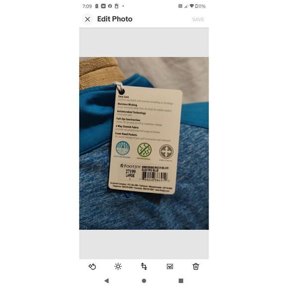 FOOTJOY FJ Women's Brushed Space Dye Mid Layer ELECTRIC BLUE Size Large NWT - Picture 5 of 6